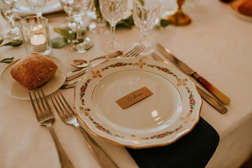 Assiette dîner mariage