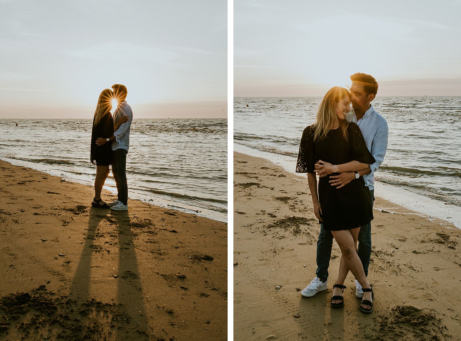 Calin au coucher du soleil sur la plage en Normandie