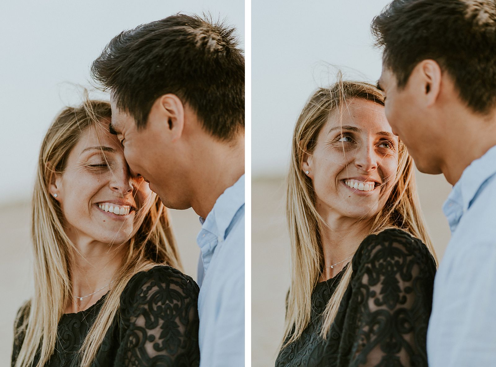 Couple à la golden hour à la plage