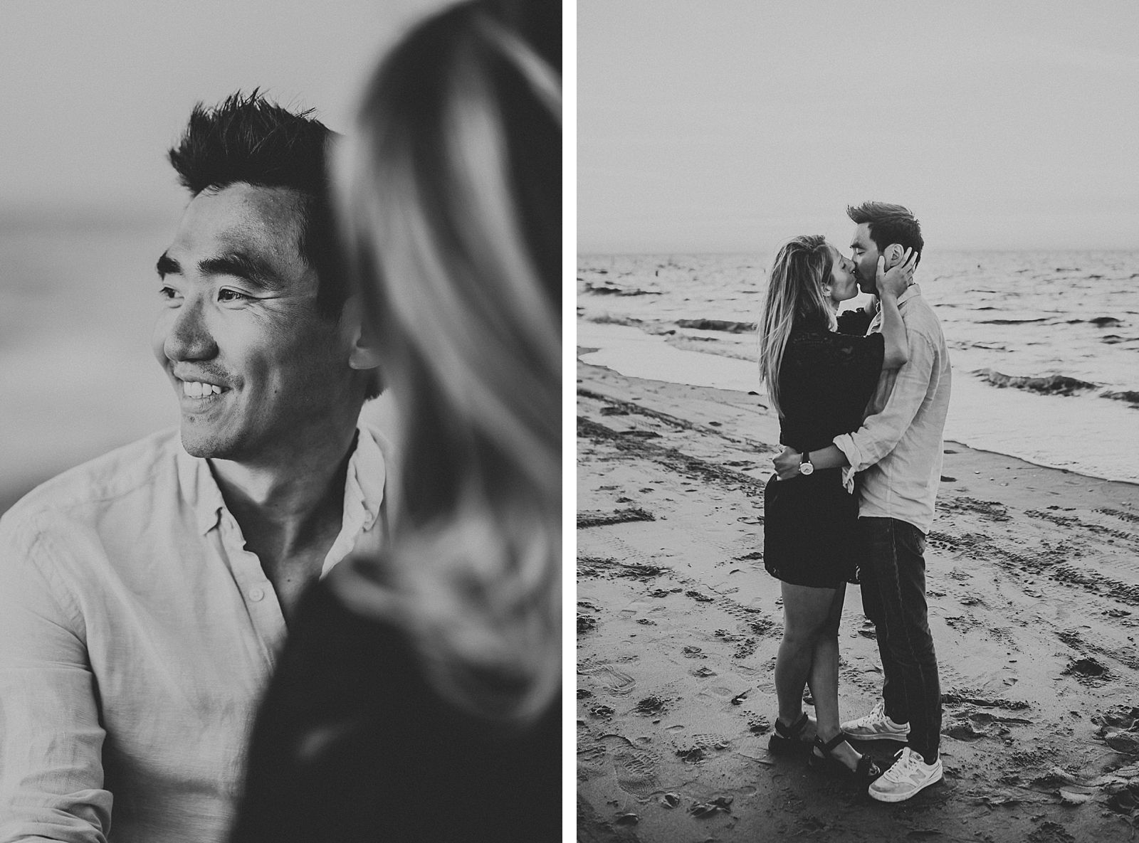 black and white couple at sundown